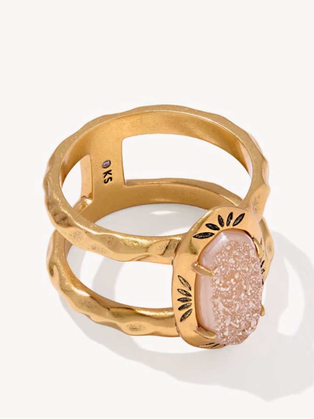 Kendra Scott Yellow Rose Elyse Vintage Gold Etch Frame Band Ring